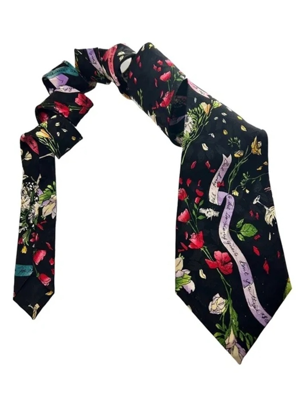 Nicole Miller Novelty Neck Tie Silk Wedding Theme Champagne Cake Floral Guests